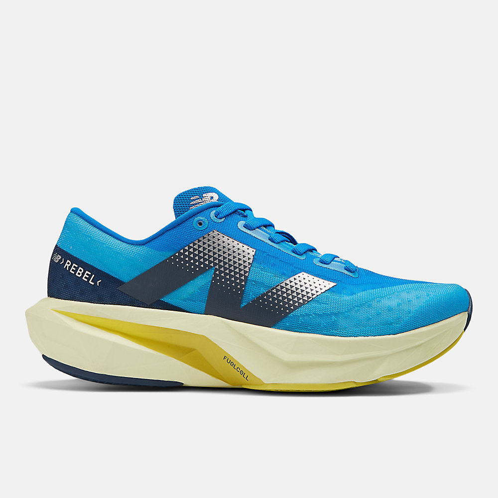 New Balance FuelCell Rebel v4 Shoes Spice Blue with Limelight and Blue Oasis